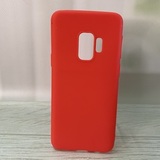 Силиконовый чехол Mat матовый с глянцевыми ободками для Samsung S9 (Красный)