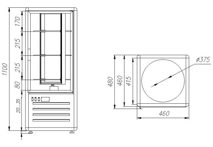 Шкаф кондитерский POLUS D4 VM 120-2 (R120Свр) (0109-0102 (коричнево-золотой))