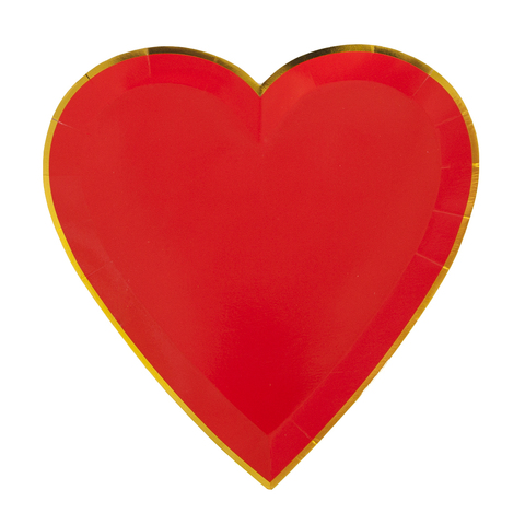 Тарелки фигурные, Сердце, Красный, Металлик, 23 см, 6 шт.