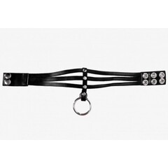 Short Чокер из экокожи с двумя кольцами 32-38 см