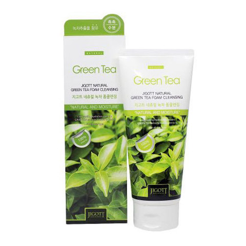 Jigott Natural Green Tea Foam Cleansing - Очищающая пенка с экстрактом зелёного чая