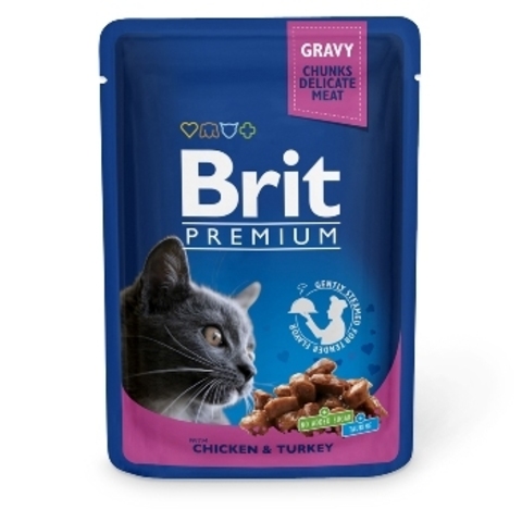 Brit Premium пауч для кошек (курица и индейка) 100г