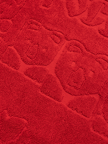 Полотенце махровое с объёмным жаккардовым рисунком «Таинственный Лес» красного цвета