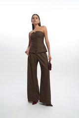 Брюки палаццо MONRO из итальянской шерсти цвета какао