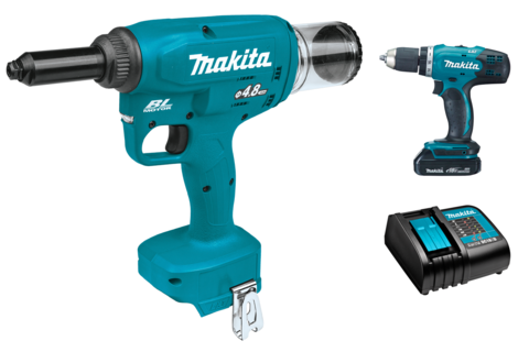 Аккумуляторный заклёпочник Makita DRV150Z + DDF453SYX5