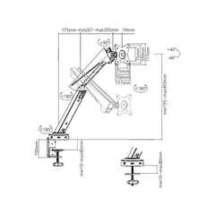 Настольный кронштейн с газлифтом Brateck LDT39-C012U RGB для 1 монитора (17