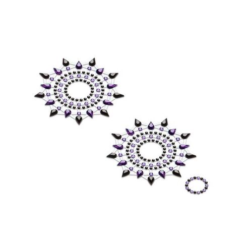 Breast & Pubic Jewelry Стикер Crystal Stiker, Черный и Фиолетовый, 2шт. в наборе