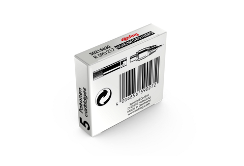 Тушь для изографа Rotring в картриджах, черный, 5 шт. (S0215630)