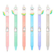 
          Ручка гелевая, пиши-стирай, автоматическая, Basir, синие чернила, серия "Кот-единорог", с игрушкой, 36 шт