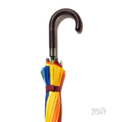 Зонтик радуга 16 цветный с коричневой ручкой