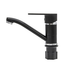 67-0-826 Смеситель однорычажный для мойки, гайка, черный, керам. картридж 35мм, гусак 15см (РемоКолор)