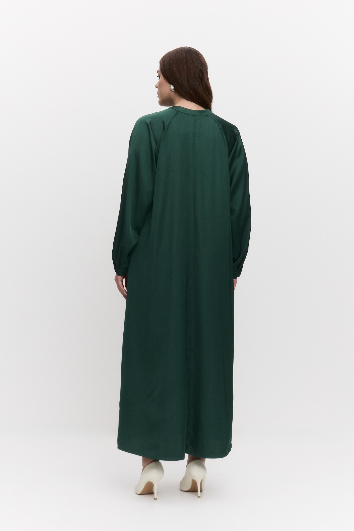 Платье-туника из атласа, зеленый