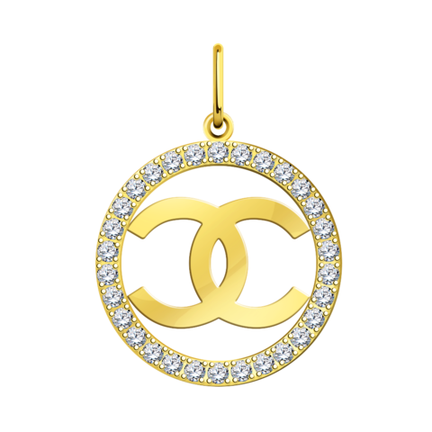л50411- Подвеска круглая CHANEL в форме логотипа из лимонного золота 585 пробы