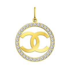 л50411- Подвеска круглая CHANEL в форме логотипа из лимонного золота 585 пробы