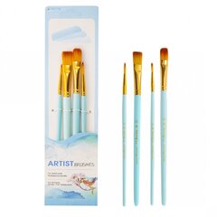 
          Набор кистей Yalong, 4 шт, нейлон, круглая №2,№4, плоская №10, №12, деревянная ручка, блистер, ассорти, европодвес