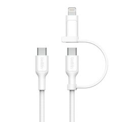 Кабель Belkin 2in1 60W USB-C & Lightning To USB-C Braided Cable, 1,5м, белый