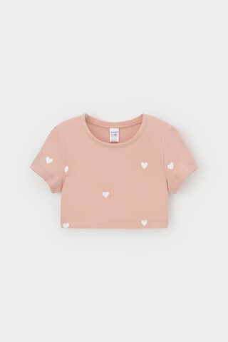 фуфайка  для девочки  КР 302727-1/дымчатая роза,сердечки к557