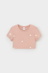 фуфайка  для девочки  КР 302727-1/дымчатая роза,сердечки к557