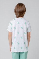 фуфайка  для мальчика  КР 301984/белый,зеленые динозавры