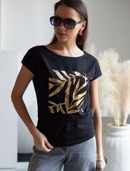 Нарядная футболка с золотистым принтом  D49.134 (131556)