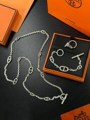 Колье длинное FARANDOL из латуни с покрытием из серебра, замок тогл