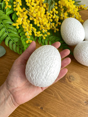 №2 Яйца пасхальные из пенопласта, белые, размер 9*7 см, набор 7 штук