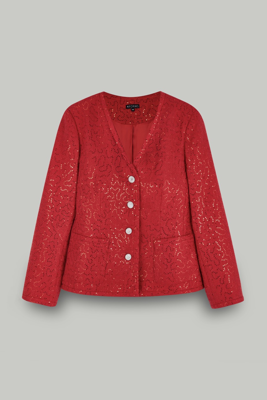 Жакет из твида с пайетками, красный