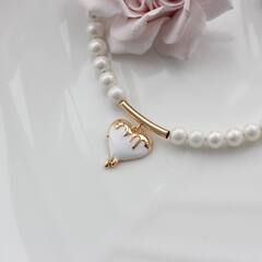 УЦЕНКА!!! Подвеска Сердце с белой эмалью, 17*15 мм, позолота, У055