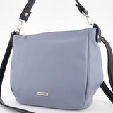 Сумка Саломея 1038 гладкий серо-голубой + черный