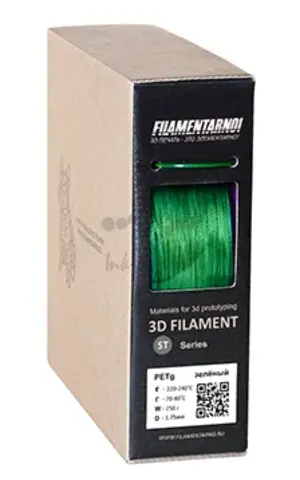 Пластик для 3Д принтера Filamentarno! PETg Standart прозрачный зелёный 750 г, 1.75 мм