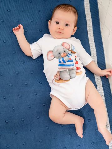 Боди с коротким рукавом "Мышонок с корабликом"