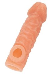 Телесная закрытая насадка с шершавой головкой Cock Sleeve Size M - 15,6 см. - 