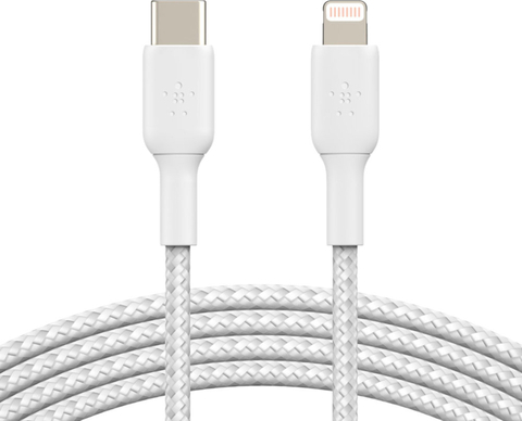 Кабель Belkin BoostCharge USB-C Braided Cable with Lightning Connector 2м, White