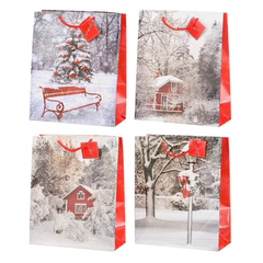 Подарочный пакет Basir, серия "Зима", бумажный, цветной с рисунком ассорти, размер 32*44*12 см