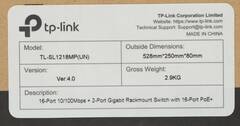 TP-Link TL-SL1218MP 16-портовый монтируемый в стойку PoE+ коммутатор 10/100 Мбит/с с 2 гигабитными портами