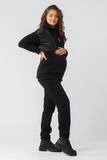 Утепленный спортивный костюм для беременных и кормящих 15182 черный /кожа черная