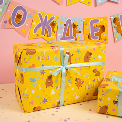 Упаковочная бумага,  Капибара, СДР, Все Сбудется!, 80 г, 0,7*1 м, 5 листов