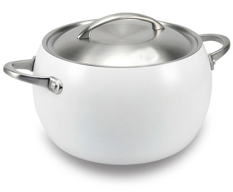 Кастрюля с керамическим покрытием GreenPan London белая 24 см/6 л со стальной крышкой