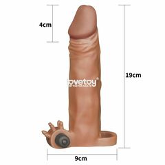 Коричневая вибронасадка-удлинитель на пенис Add 2 Pleasure X Tender Vibrating Penis Sleeve - 19 см. - 