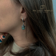 Серьги "Доугун". Нефрит морская волна
