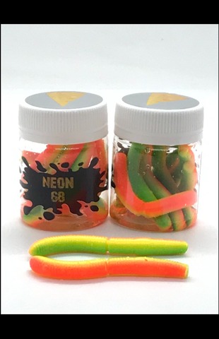 NEON 68 D WORM длина 67 мм в банке 7 шт ЦВЕТ(ОРАНЖ-ЛИМОН-ЗЕЛ) DW0 🧀 СЫР продажа от 2шт