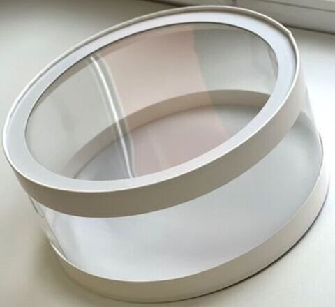 Коробка для тртов и пирожных шляпная с прозрачными стенками диаметр 20 высота 10 белая