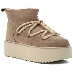 Замшевые полусапоги INUIKII 75204-004 Sneaker Classic Low Platform Beige на меху