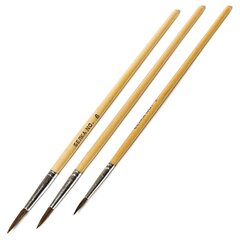 
          Набор кистей Alingar, 3 шт., белка, №2, №4, №6, круглые, деревянная ручка, блистер, европодвес