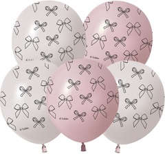 К512 12''/30 см, Бантики, Ассорти, пастель ретро, 5 ст, 25 шт.