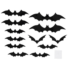 Декоративное украшение, Летучая мышь, пластик, Черный, 8-16 см, 12 шт.