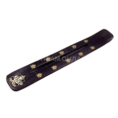 Подставка под благовония Лыжа Ганеш однополосная, дерево цвет черный, рисунок золотистый