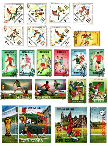 Набор марок Футбол 2 блока и 18 шт. Мехико 86 Мадьяр Монголия Корея XF