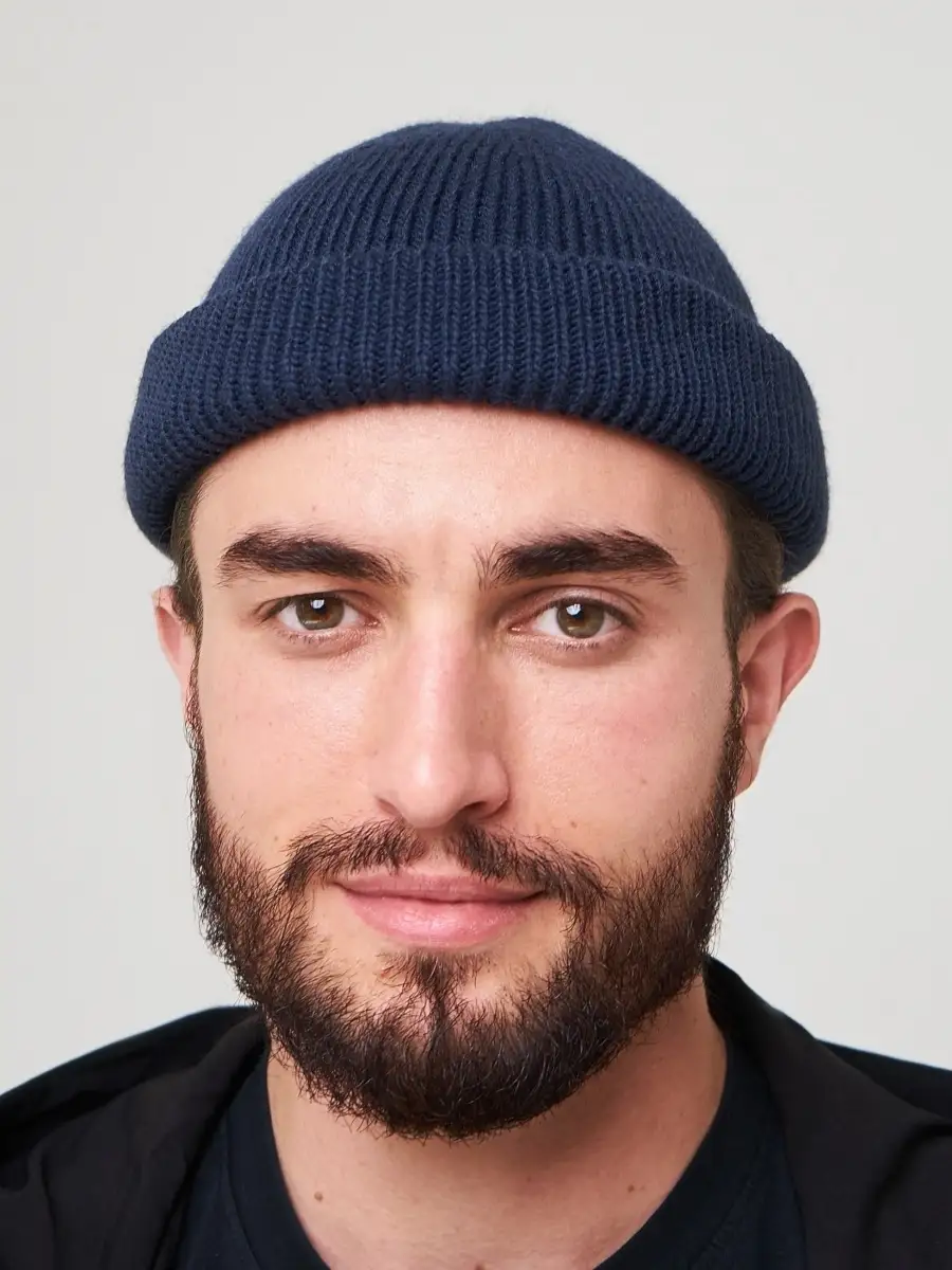 Шапка бини мужская женская унисекс короткая с отворотом, кусто, докер, докерская, укороченная, леон