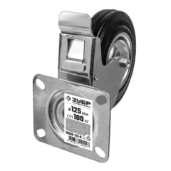 ЗУБР d 125 мм, г/п 100 кг, игольчатый подшипник, резина/металл, поворотное колесо c тормозом, Профессионал (30936-125-B)